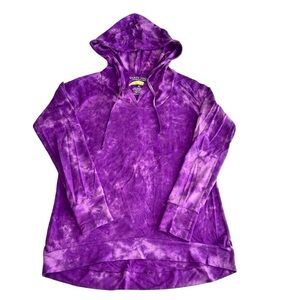 EARTH YOGA Purple Tie Dye Hoodie Organic Cotton Boho Yoga Medium